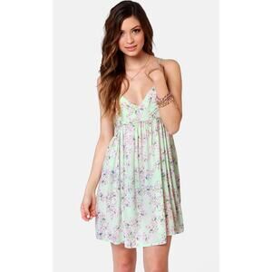 O'neill Womens Creek Dress Mint Green Floral Medium